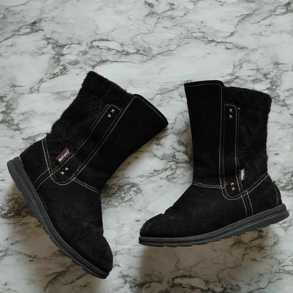 Muk luk womens black suede knit ankle boots size 9